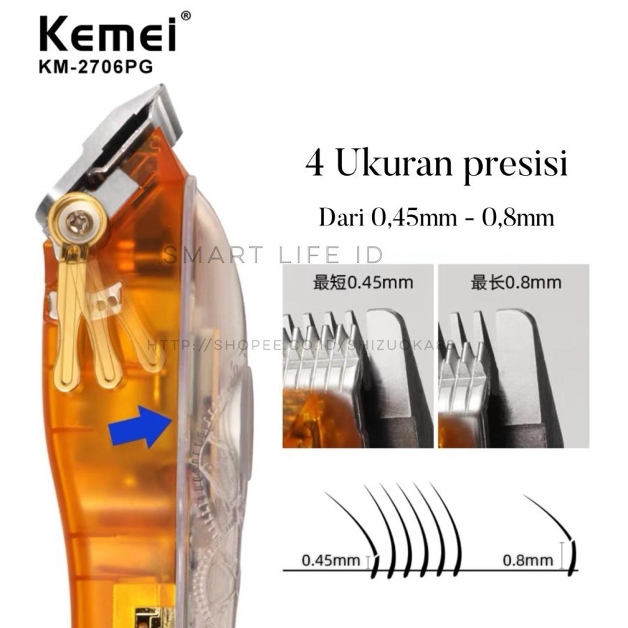 KEMEI km-2706 pg transparant mesin cukur rambut kemei