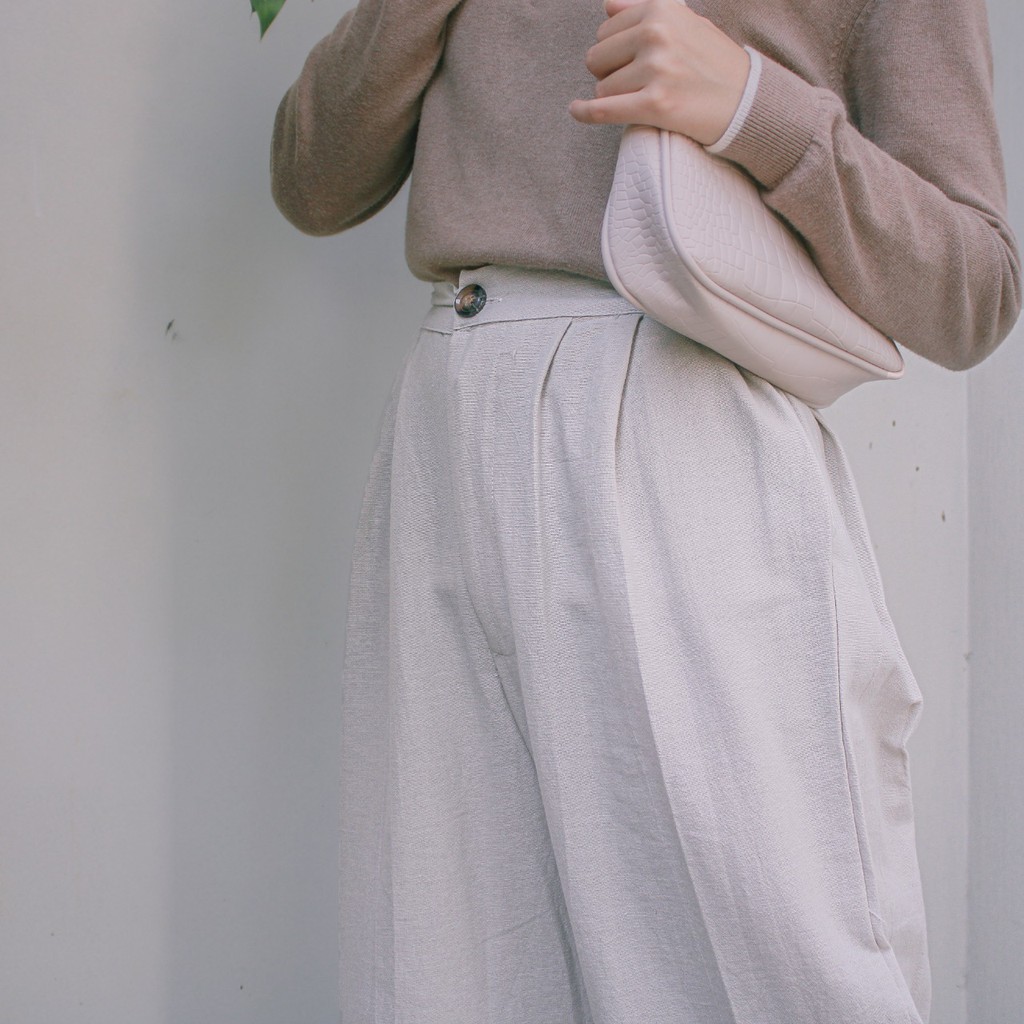 KULOT WANITA BAHAN LINEN MODEL LURUS KANCING-6