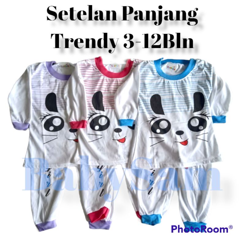 Setelan Piyama Bayi Panjang Trendy Laki-Laki dan Perempuan 3-12Bulan