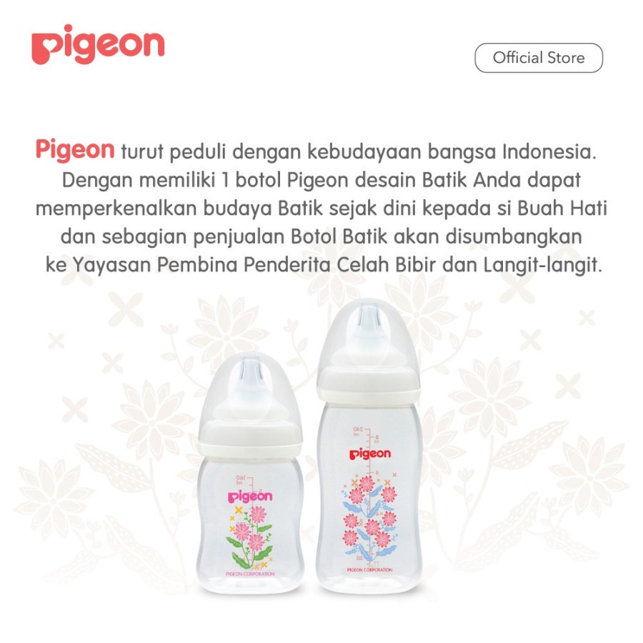 Pigeon Batik Wide Neck Bottle 240ml Nipple SofTouch Botol Susu Motif Batik Wijaya Kusuma Koi