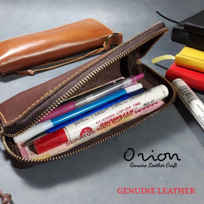 

tempat pensil kulit asli - leather pen case kostum nama