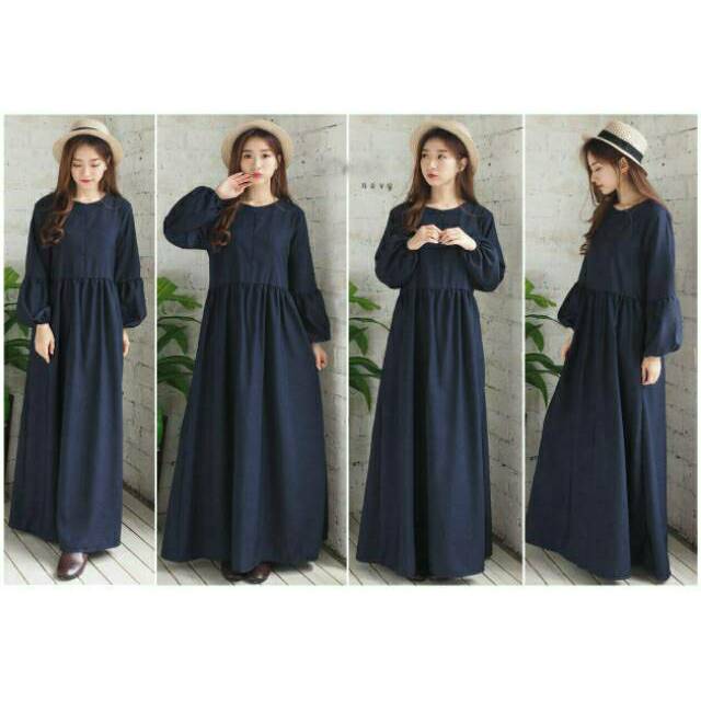 Puffy Pastel Long Dress Panjang Busui Friendly