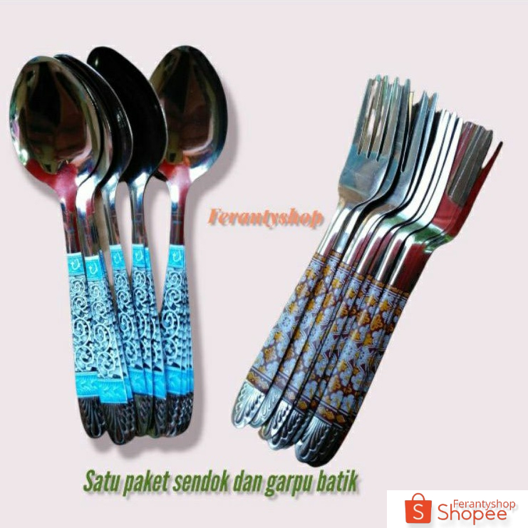 Hot item Perlengkapan dapur harga satu paket sendok makan batik dan garpu makan batik