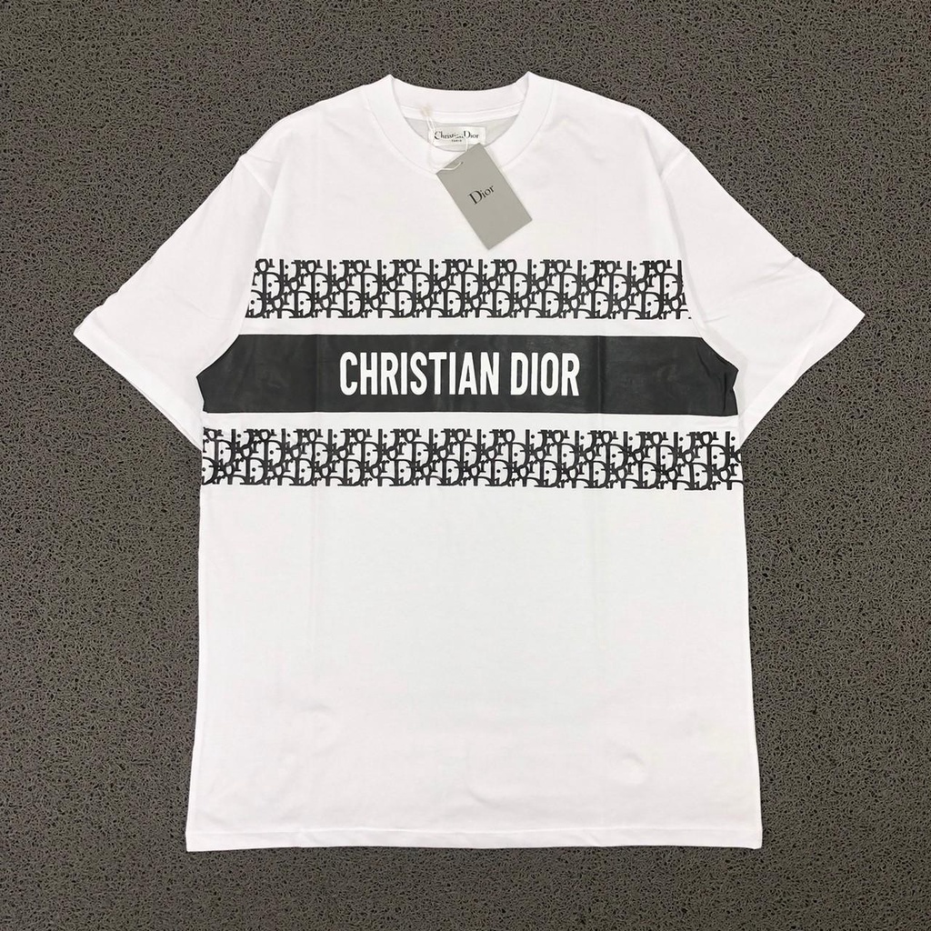 KAOS TSHIRT CHRISTIAN DIOR TAPE FONT LOGO PUTIH
