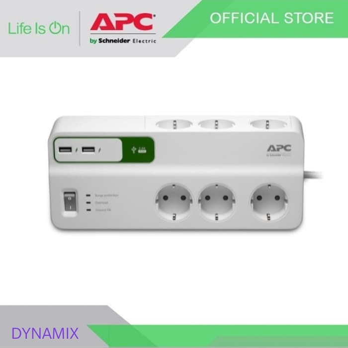 Colokan APC PM6U-GR Surge Protector dengan USB Port GARANSI RESMI | Filter Listrik &amp; Anti Petir | multi stop kontak