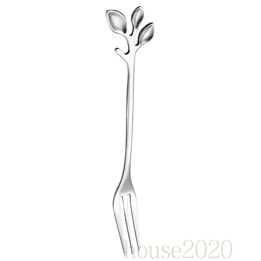 [HOUSE2020]Dessert Snack Fork Home Restaurant Stainless Steel Tableware Fruit Cake Ice Cream Fork, Silver