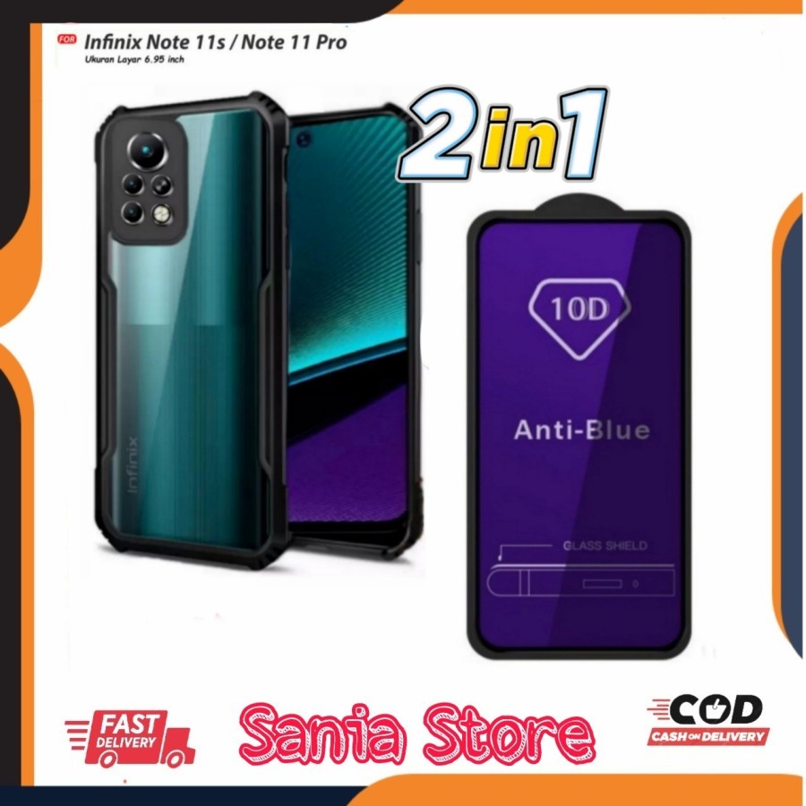 Case Infinix Note 11 Pro / Infinix Note 11s Shockproff Camera Protection Bonus Tempered Glass Blue L
