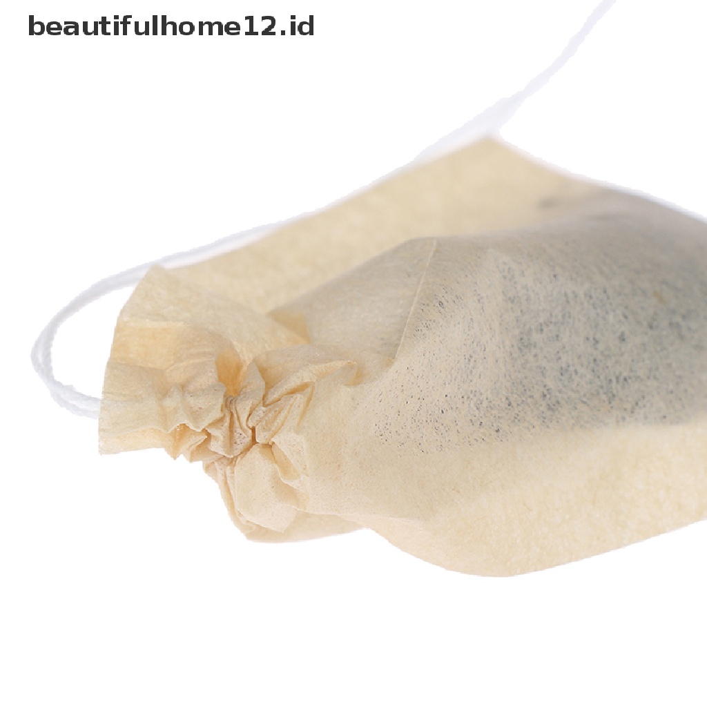 【beautifulhome12.id】 100Pcs/lot Empty Paper Tea Bags Filter Drawstring Teabags for Herb Loose Tea .