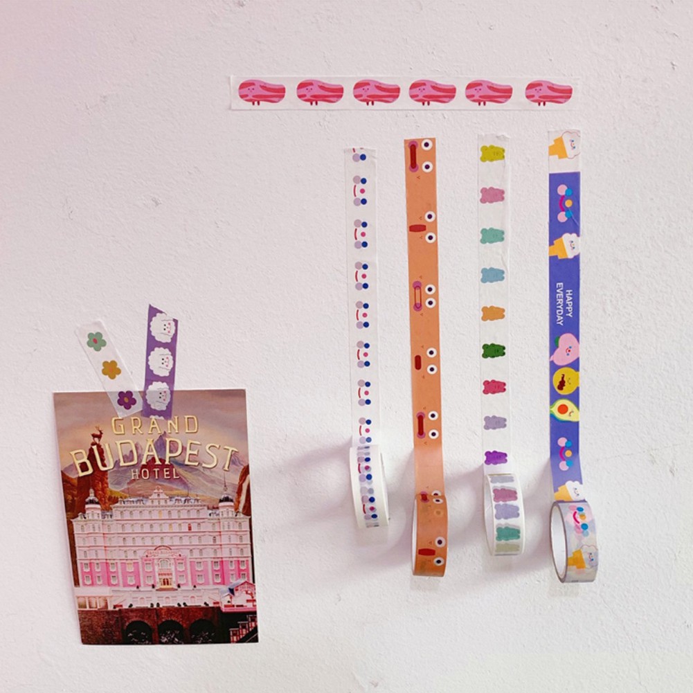 Washi Tape Motif Awan Wajah Beruang Tersenyum Gaya Korea Untuk Dekorasi Diary Scrapbooking