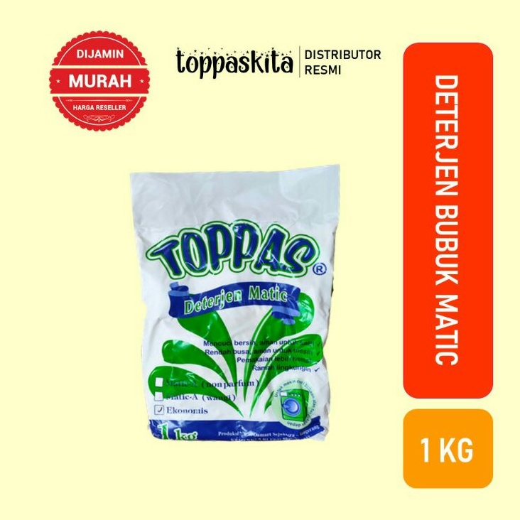 Toppas Deterjen Bubuk Matic Ekonomis / Detergent Sabun Cuci Baju Bubuk 1kg Termurah