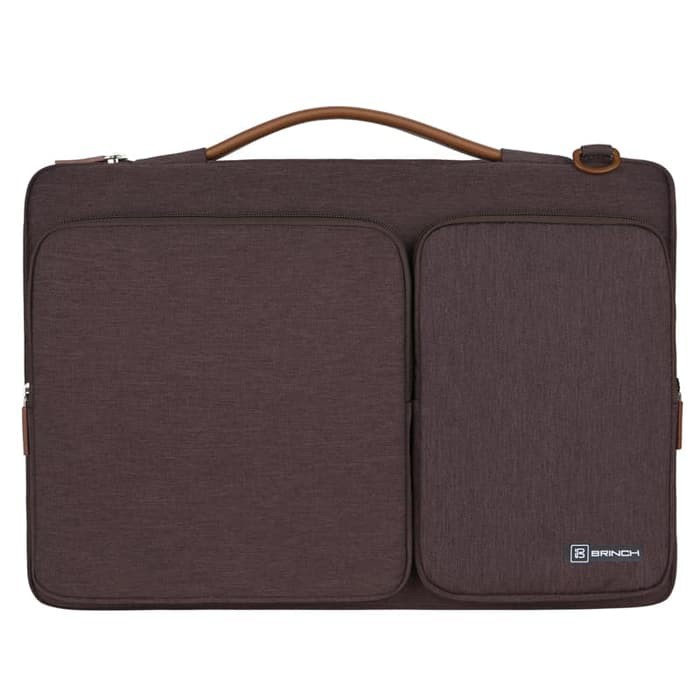 BRINCH Long Strap Tas Laptop Bag Waterproof Selempang jinjing anti air 15 - 15.6 inch - Brown