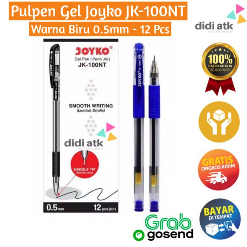 

Pulpen Joyko JK-100NT 0.5mm 12 Pcs Biru / Pena Gel Biru