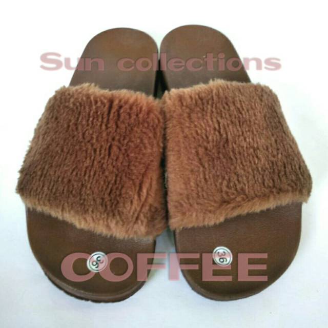 Sandal Selop Karet/Jelly/Rubber Full Colour Bulu import