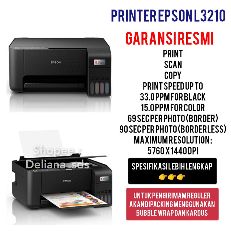 Jual Printer Epson L3210 Garansi Resmi 2 Tahun Printer Epson Print scan
