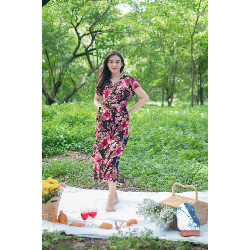 DRESS KIMONO BALI PANJANG/DRESS KIMONO RAYON BALI/DRESS KIMONO MOTIF ROSE