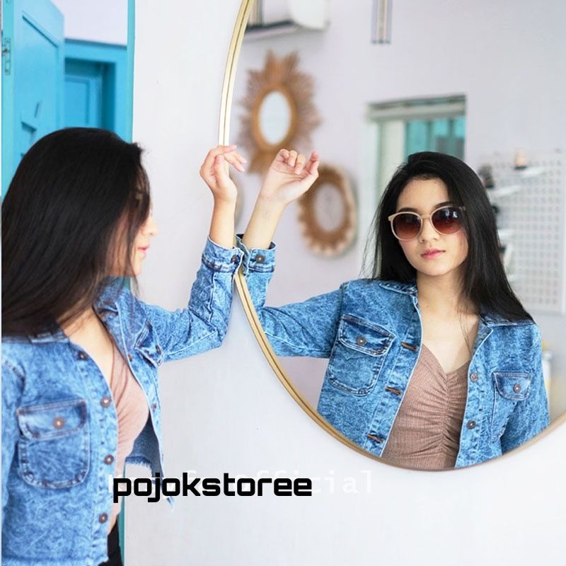 Terbaru Jaket Jeans Crop Rawis Wanita Kekinian Jaket Crop Snow Denim Jeans Rawis Crop Jaket Rawis