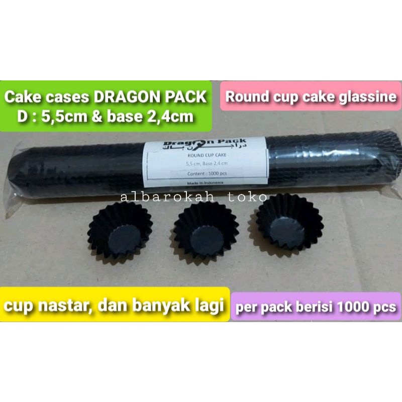 Cup kertas untuk nastar warna hitam 5,5cm / cake cases glassine 55mm base 24mm / round cup cake glassine dragon pack