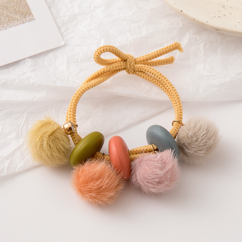 MURMURE.ID | IKAT RAMBUT KOREA SIMPLE MODEL POMPOM BINTANG KARET TALI RAMBUT WANITA HA070 HA071-BULAT - KUNING