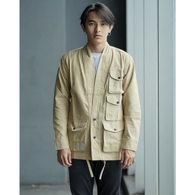 ORIGINAL WOLV Jaket Kimono Pocket Wolv Jaket Unisex Jaket Distro Cream