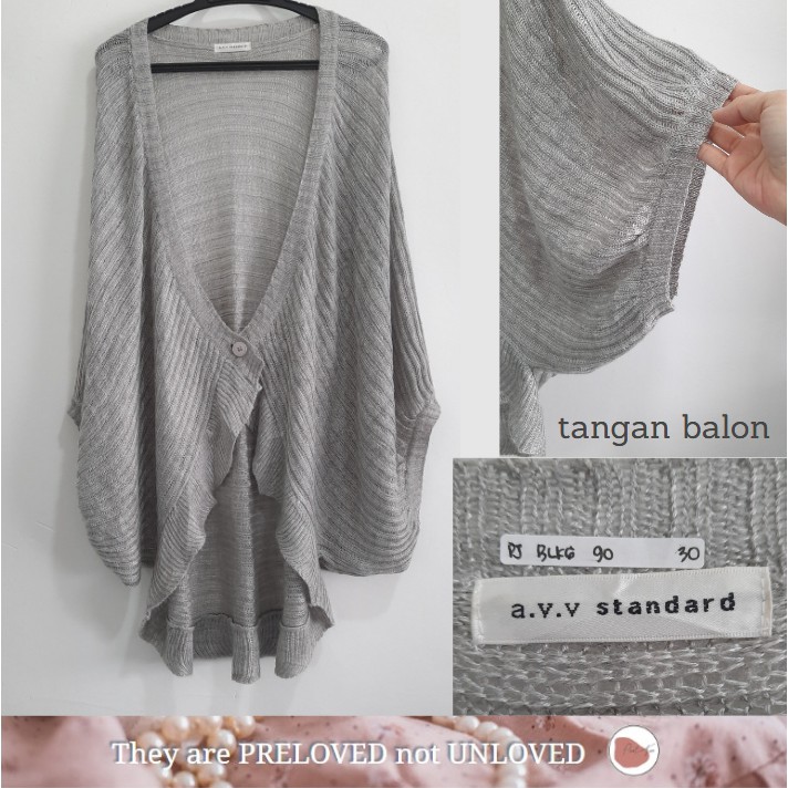 Cardigan Rajut Tipis Oversize Tangan Balon