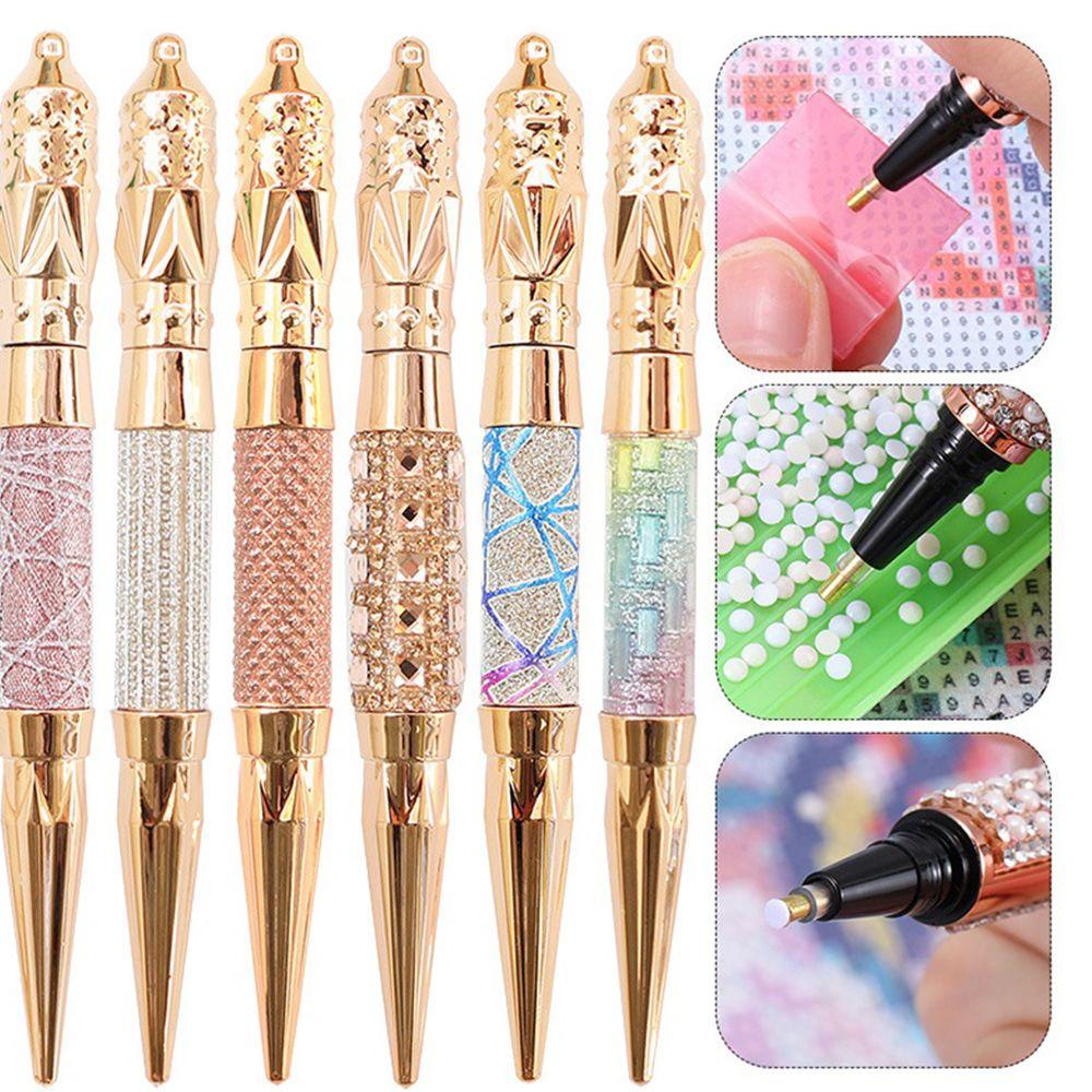 AUGUSTINA Agustina Dual-ended Nail Drill Pen Profesional Indah Cross Stitch Kristal Handle Jahit Aksesoris Kuku Dotting Pena Alat Manicure