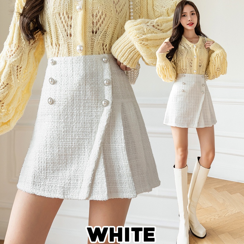 KARAKOREA 7701 Tweed Mini Skirt/Rok Mini/Rok Pendek/Rok Pesta