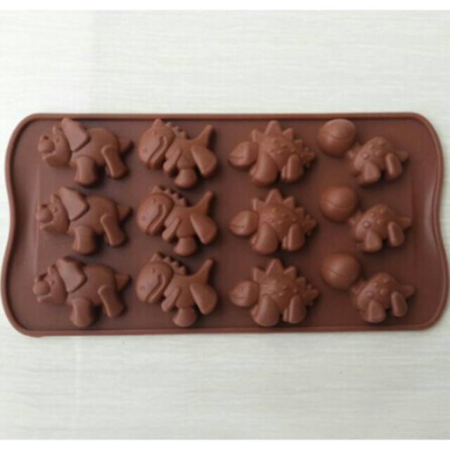 DINOSAURUS CETAKAN PERSEGI SILICONE MOLD SABUN COKLAT PUDDING JELLY