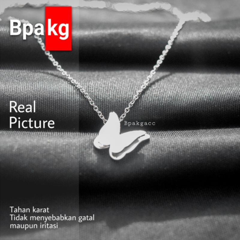 Kalung titanium Liontin butterfly Anti karat Anti Kalung Wanita Silver Besi Putih Asli Kupu kupu