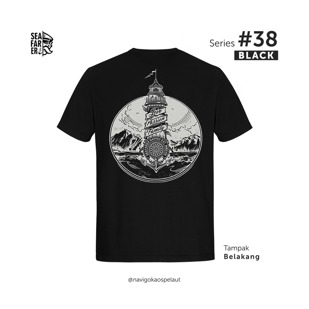 [COD] SERIE #38 - NAVIGO KAOS PELAUT | KAOS UNISEX | HITAM |  kaos pria | kaos wanita