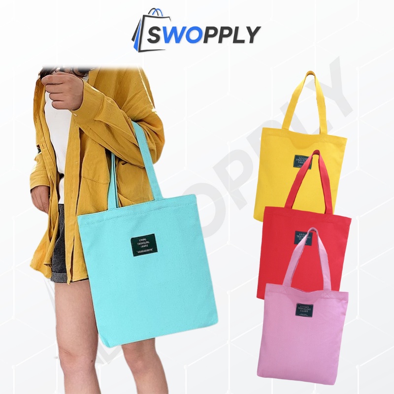 Swopply SW1333 Tote Bag Kanvas Wanita Tas Bahu Perempuan Living Traveling