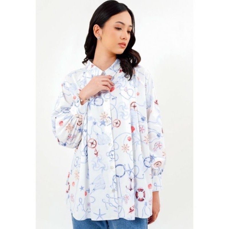 Nautical Shirt Blouse Wanita Benang Jarum on Booked