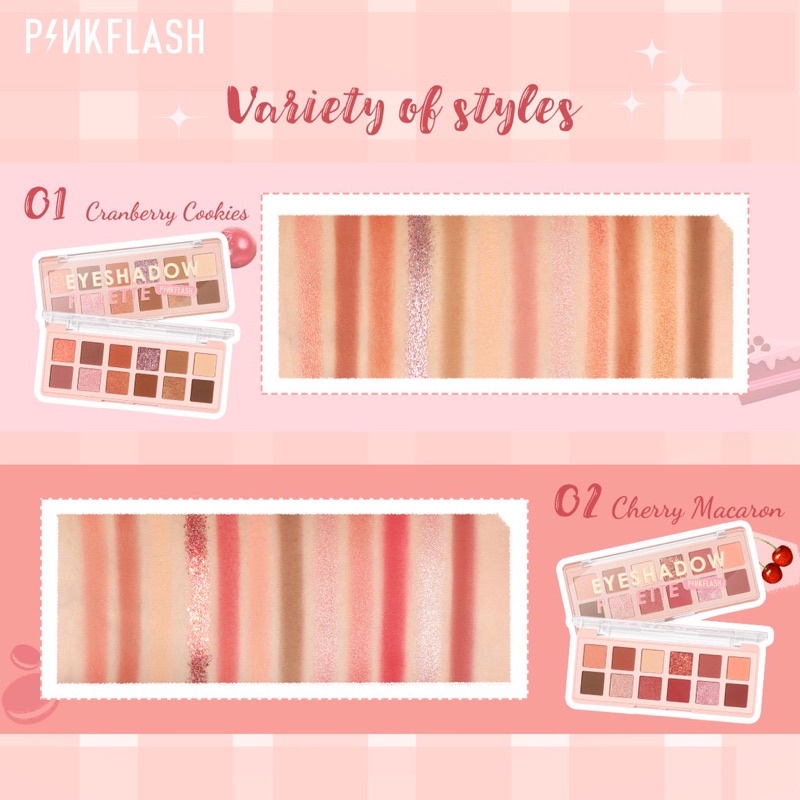 PINKFLASH PinkDessert Eyeshadow Pink Dessert 12 Shades Eyeshadow Palette High Pigment And Smooth Powder Long Lasting Pink Flash