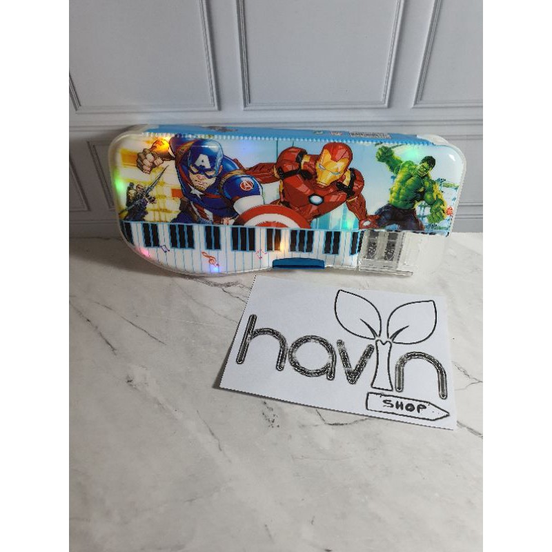 kotak pensil model piano bisa nyala lampu/pencil case LED/tempat pensil PIANO LED-AVENGER
