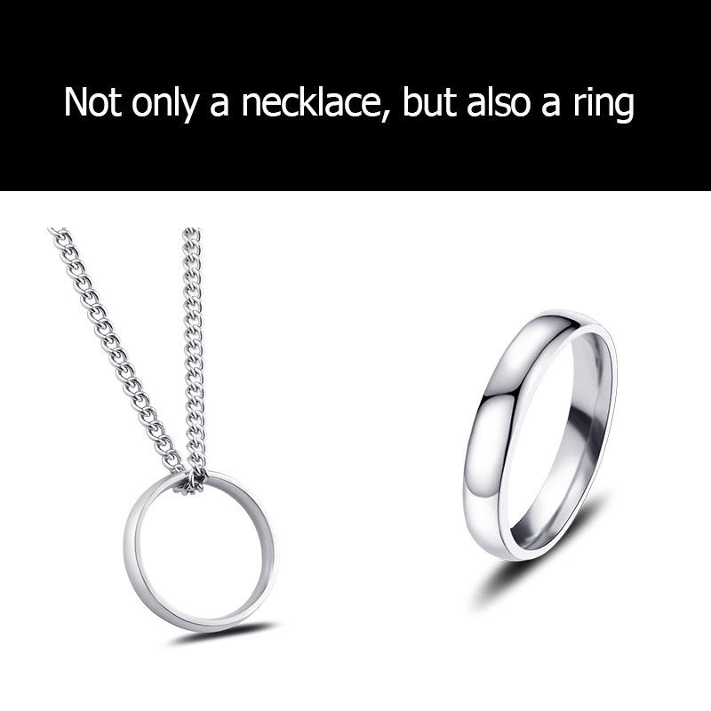 Men Korean Ring Necklace Titanium Steel Pendant Personalitysimple Hip-hop Pendant Decoration Accessories