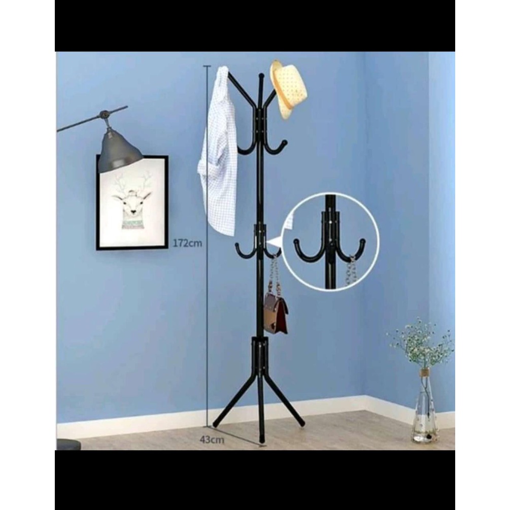 Stand Hanger Tempat Tas Gantung Rak Gantung Bag Hanger Rak baju gantung Topi Tas Dengan 9 Kait/Hook Ukuran 52 x 52 x 170 cm