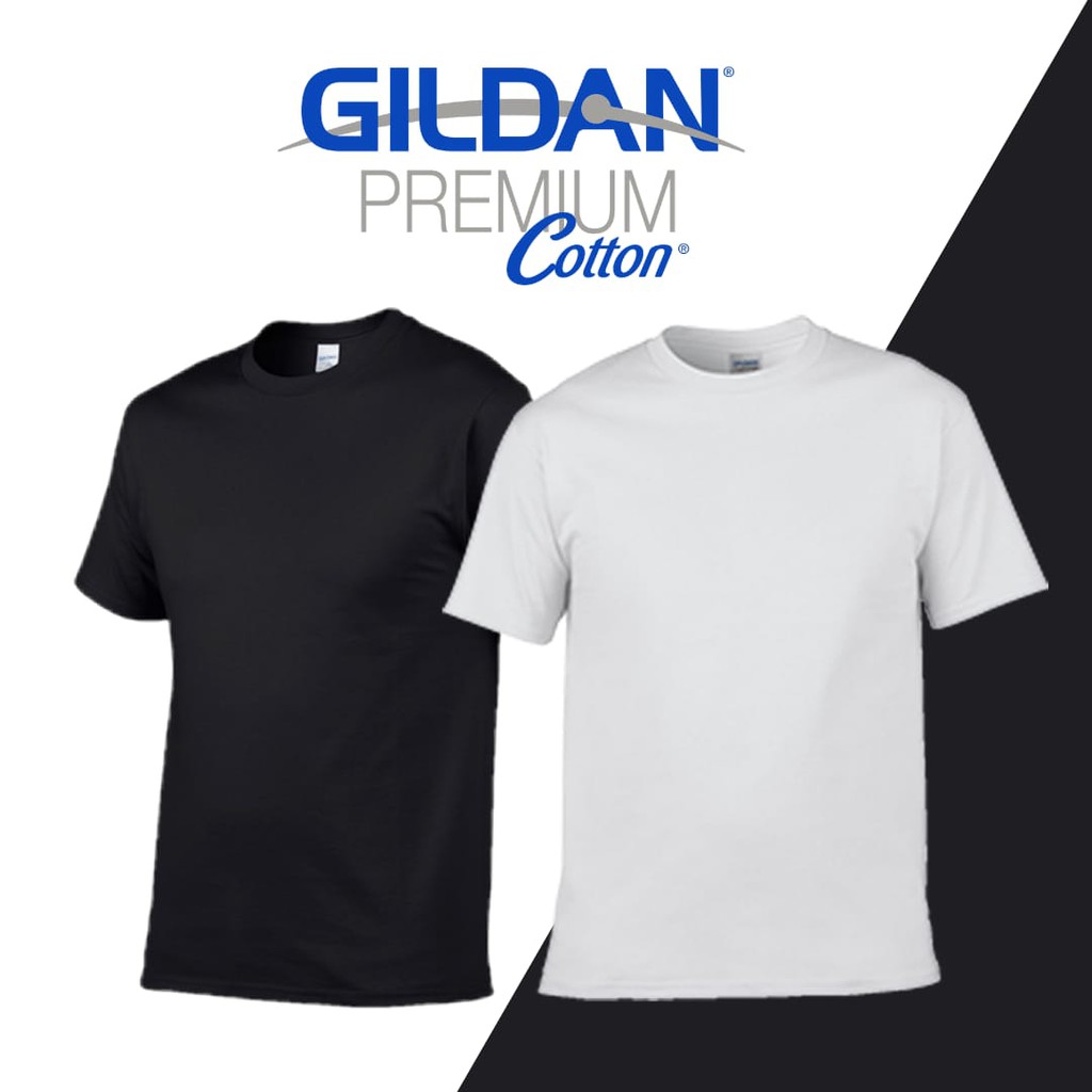 Kaos Polos Gildan Premium 76000 White Black