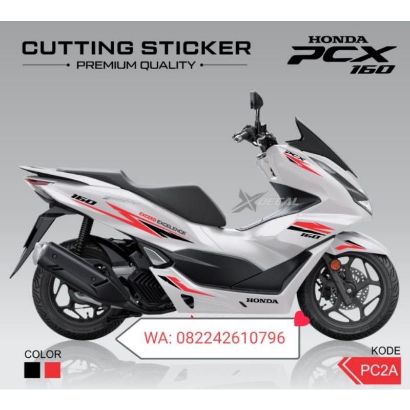Striping Cutting Sticker Honda NEW PCX PUTIH 2021 160 Sporty Biru Merah