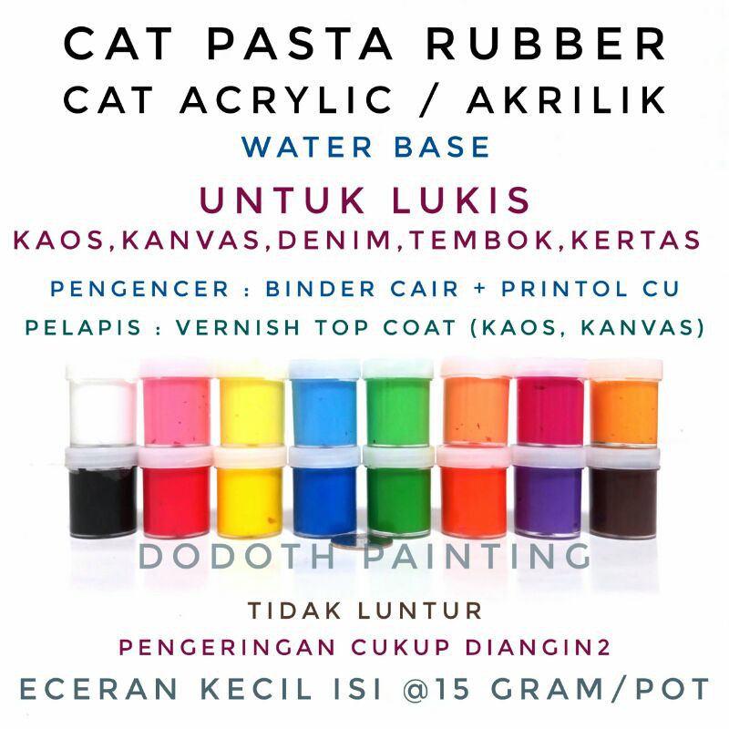

Cat Pasta Rubber /Cat Acrylic Untuk Lukis Kaos Kanvas Denim Tembok Kertas