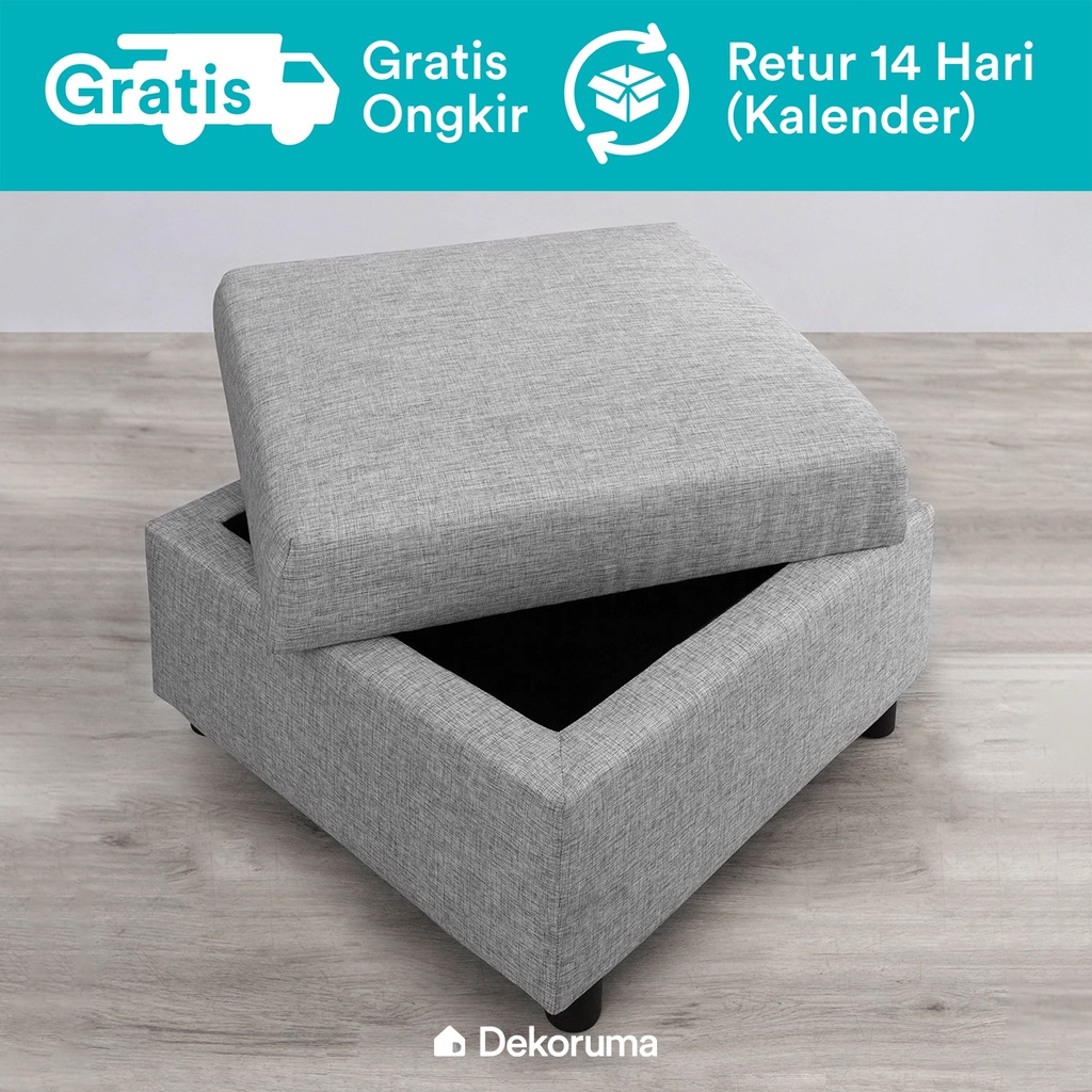 Dekoruma HIRO Storage Sofa Stool Kain | Sofa Penyimpanan Barang - Abu