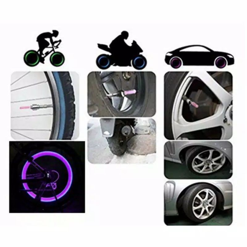 Medan Termura/Tutup Pentil Led Ban Motor Bike car Tire Neon Wheel Led Mobil