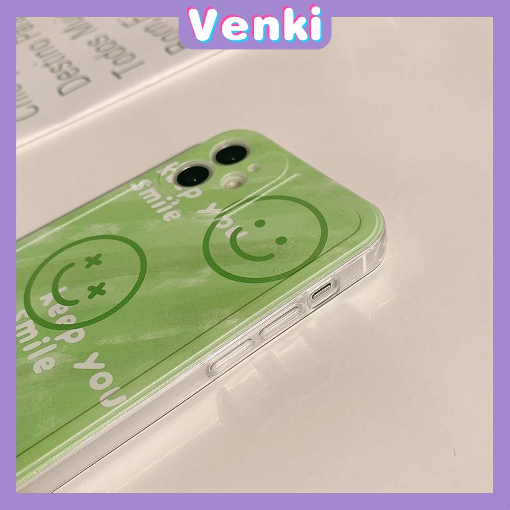 Casing Silikon iPhone 13 Pro Max 12 Pro Max 11 7 Plus Shockproof Aksen Smiley Warna Hijau