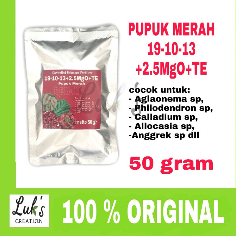 Pupuk merah Osmocote 19-10-13 +2.5MgO + TE 50 gram dekastar