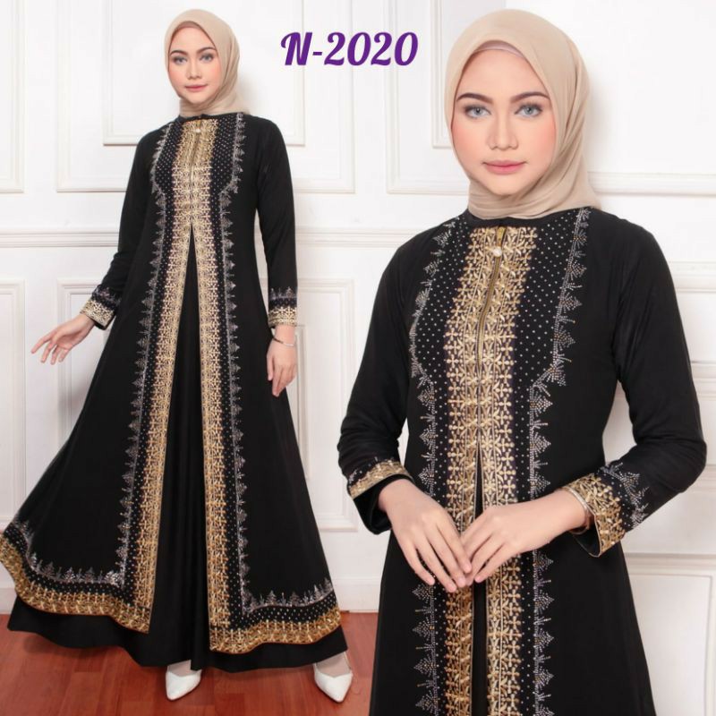 GAMIS ABAYA TURKI GOLD BUSUI HITAM