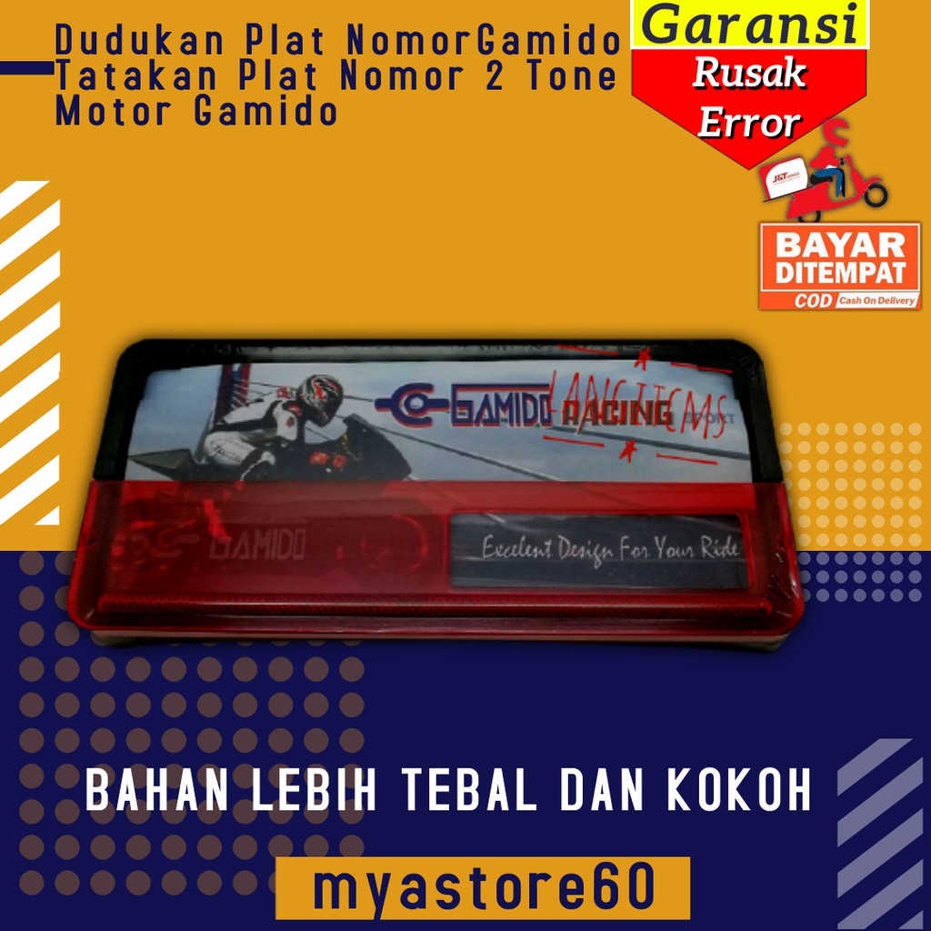 Dudukan Plat Cover Tempat Pelat Nomor Nomer Gamido Tatakan Plat Nomor 2 Tone Motor Gamido Original