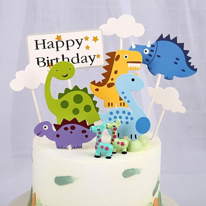 9 Pcs Topper Kue Ulang Tahun Tema Dinosaurus Hiasan Kue Dinosaurus