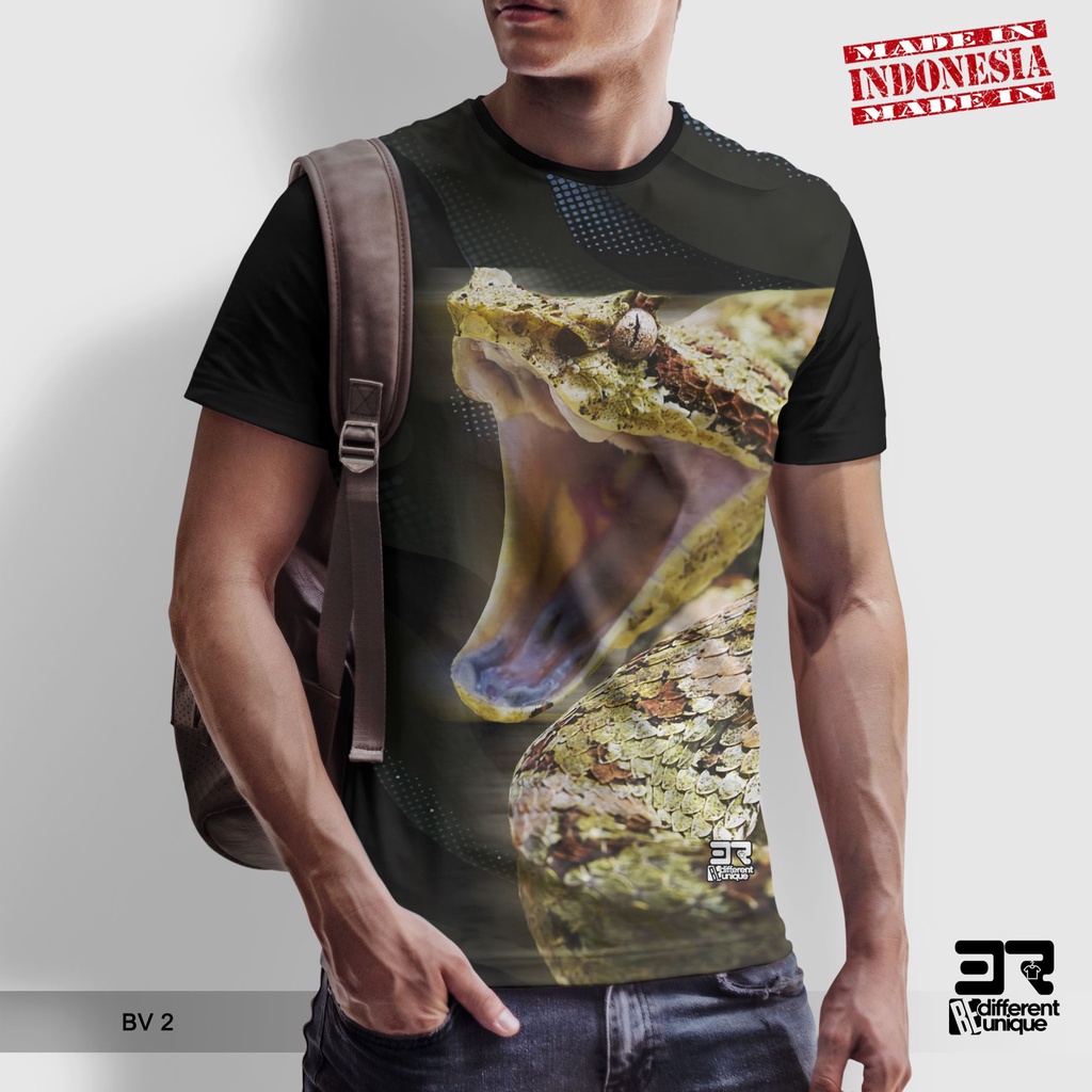 [ COD ] KAOS PRINTING GAMBAR ULAR DERIK BV 2 - BAJU DISTRO ORIGINAL MOTIF SNAKE PYTHON RETIC MOLU BA