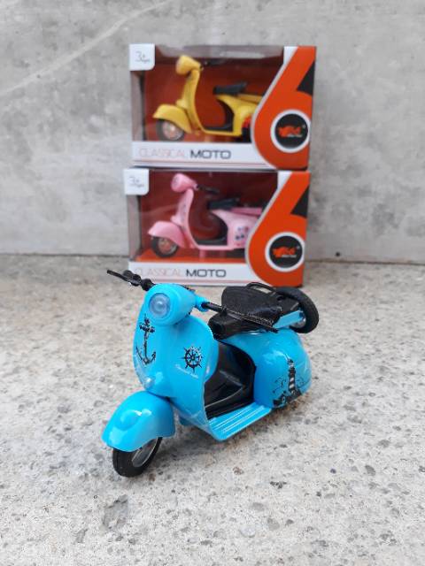 DIECAST MOTOR VESPA CLASSIC MINIATUR SCOOTER DIE CAST SKUTER ANTIK