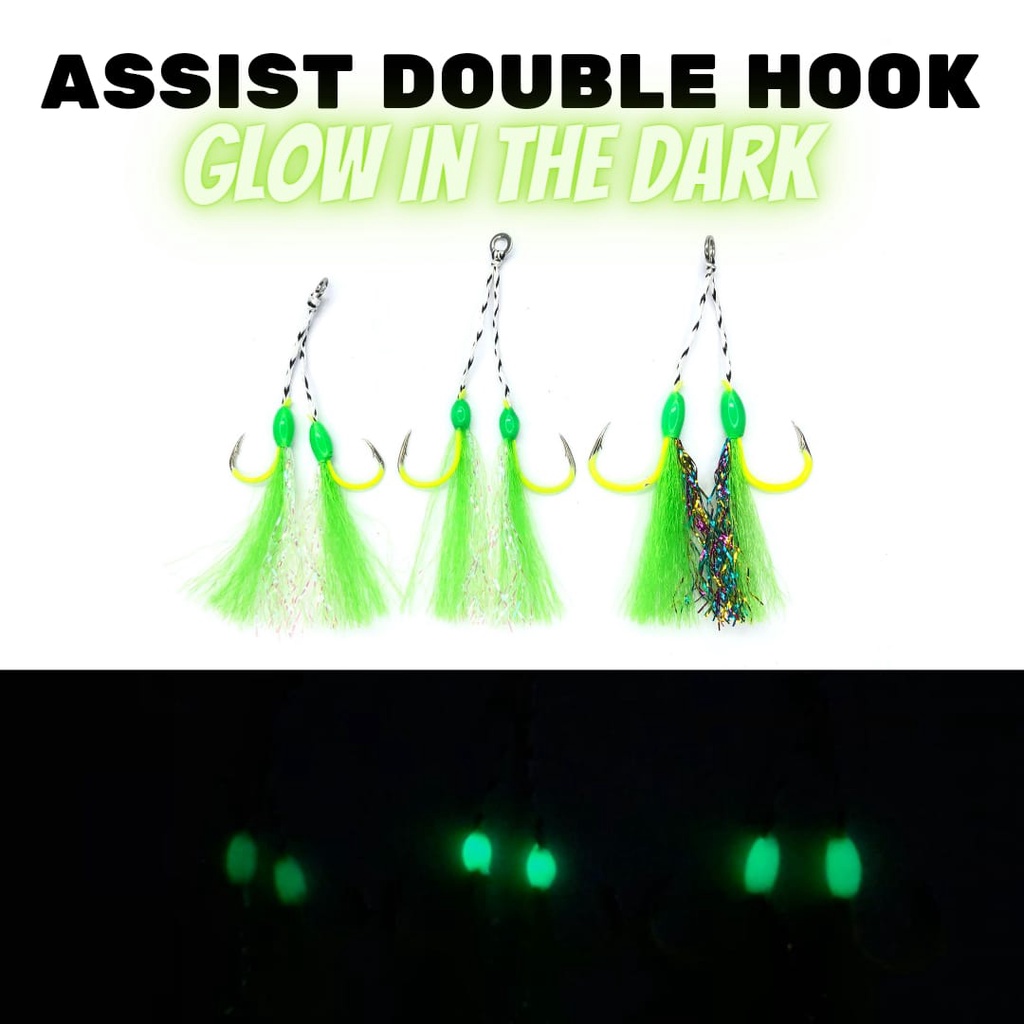 Assist Double Hook UL Mata kail No #9 #11 #13 Metal jig Ultralight Fishing