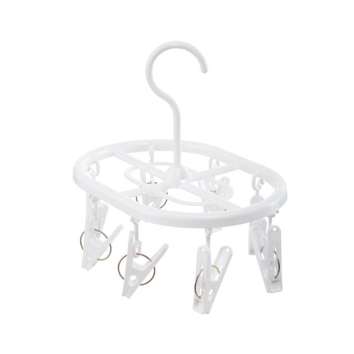 Gantungan Hanger Baju Kecil dengan Jepitan Klip Isi 8 pcs Plastik Putih Estetik Kaos Kaki Pakaian Ba