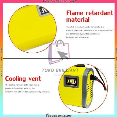 Charger Aki Portable 12V 2A Casan Accu Motor Mobil Sparepart Motor Listrik Colokan Indikator [COD]